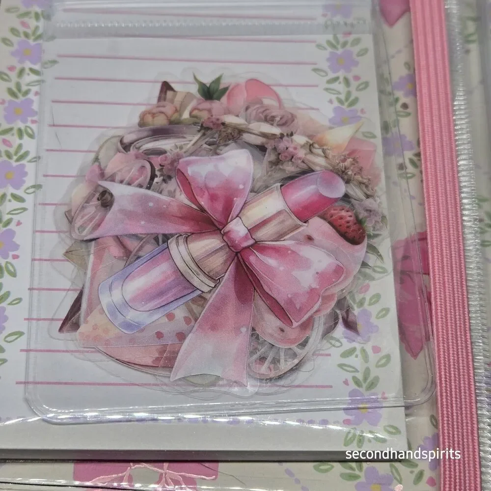 Journal  Notebook Pink Girlie Coquette ,matching Pen,keychain And Stickers Kit